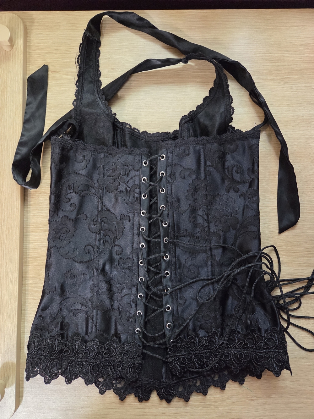 Frederick's of Hollywood Black Lace-Up Corset
